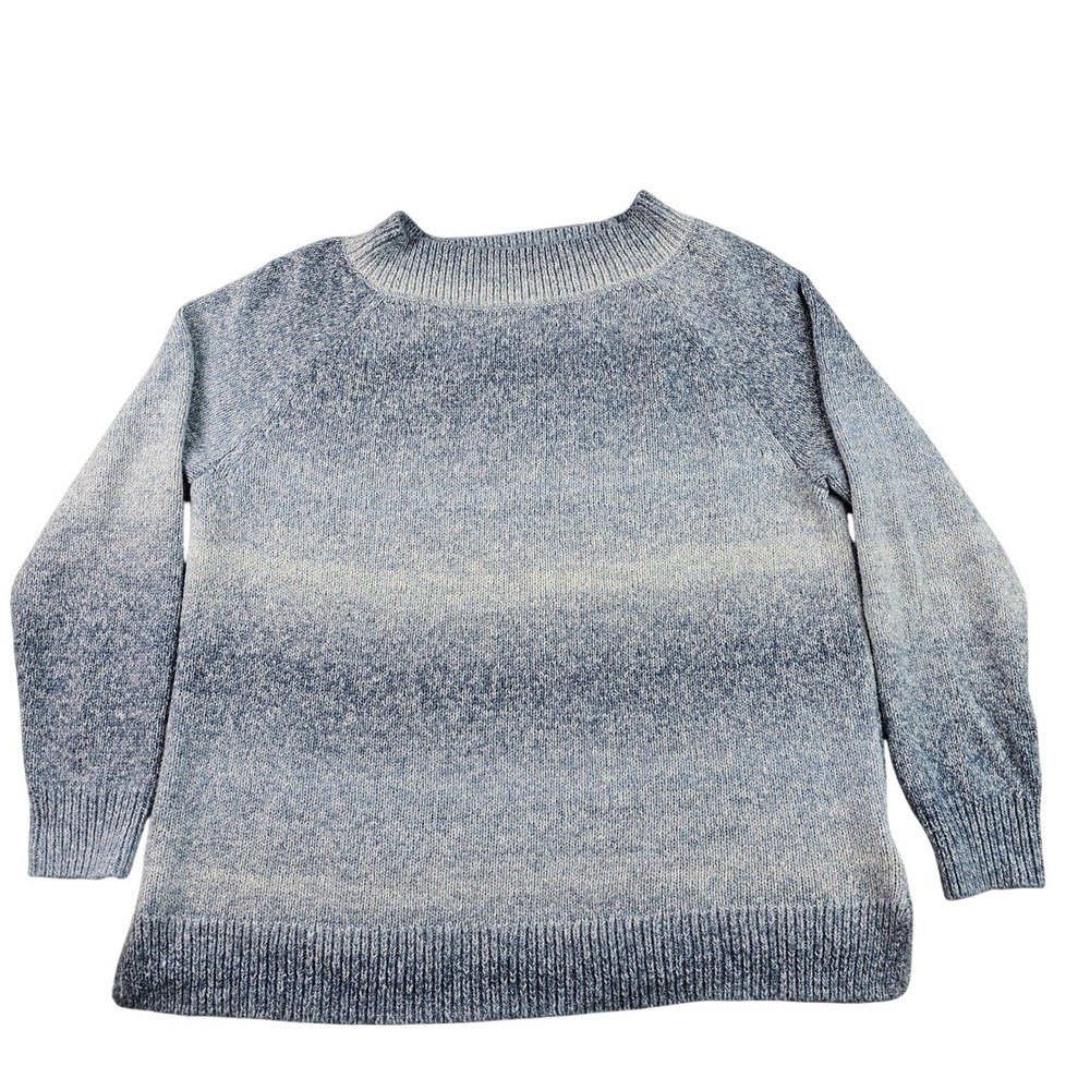 CHAPS‎ Sweater Mens Medium Blue Ombre Knit Ribbed Crew Neck Long Sleeve